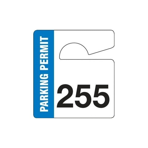 Accuform Parking Permit Tag, PARKING PERMIT Numbered 001-099, Red, 3in x 2.75in, Laminated PF-Cardstock, 99PK TNT828RDA - main